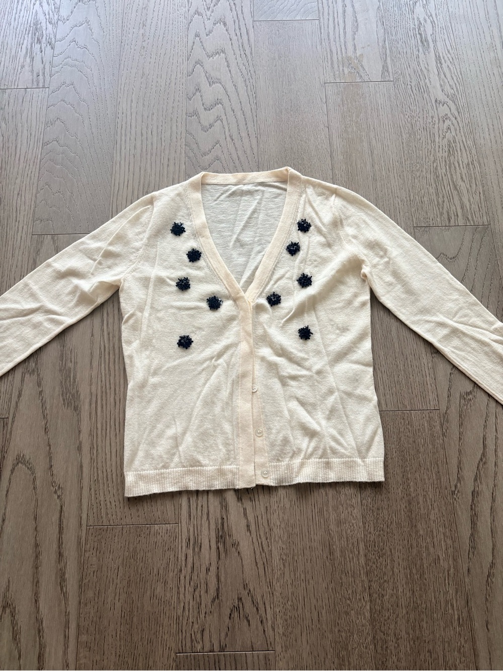 Cream Wool Cardigan Sweater